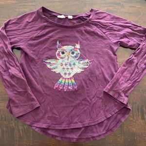 Gap Kids Reversible Sequin Owl Long Sleeve Tee